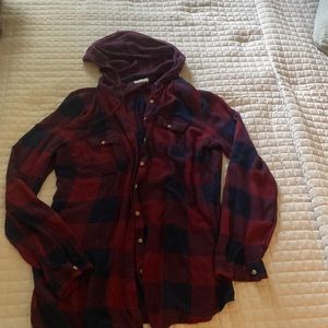 Womens Maurice’s hooded button up top sz Lg